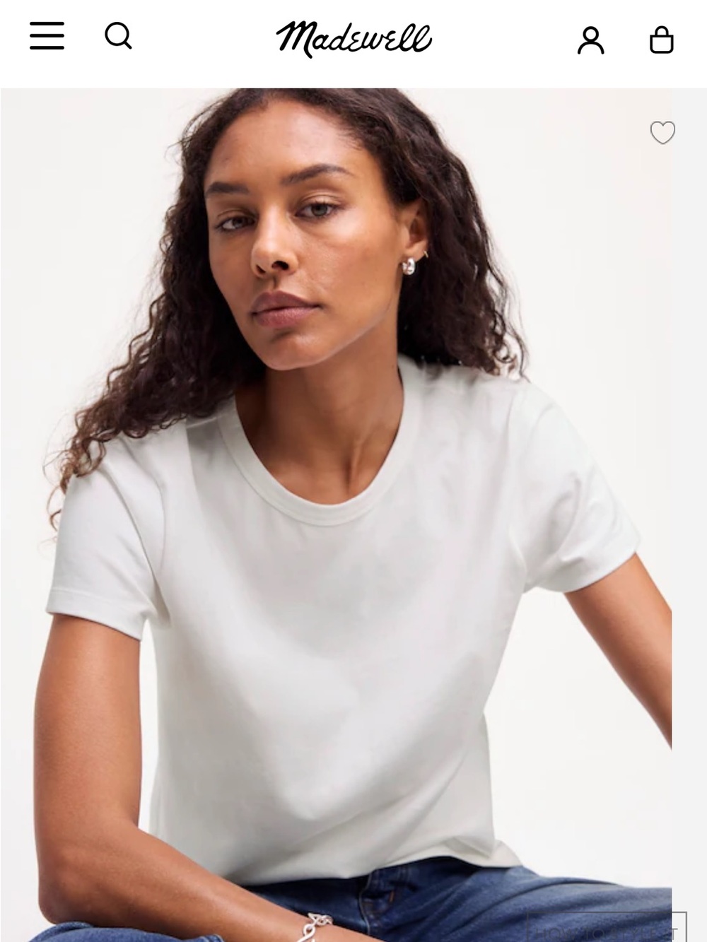 Madewell The Perfect Crewneck Tee in Allday Jersey - eyelet White